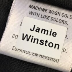 Standard stick on clothing labels