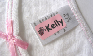 stick-on name label clothing tag