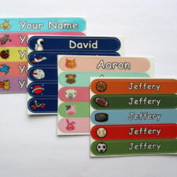 Fun mini stick on name labels