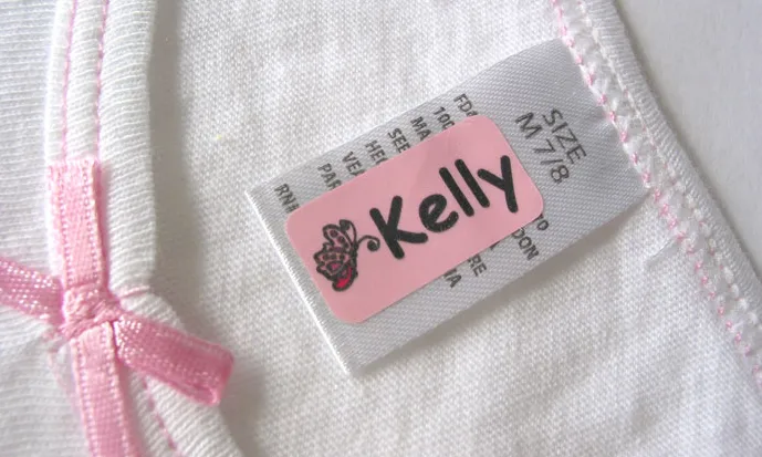 50 stick-on wrap-around name labels for clothes